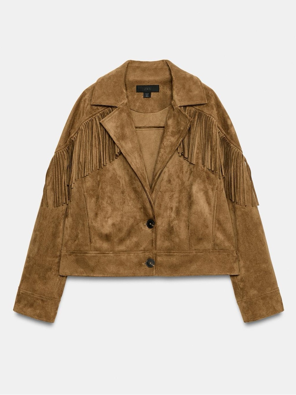 Zara FRINGED FAUX SUEDE JACKET